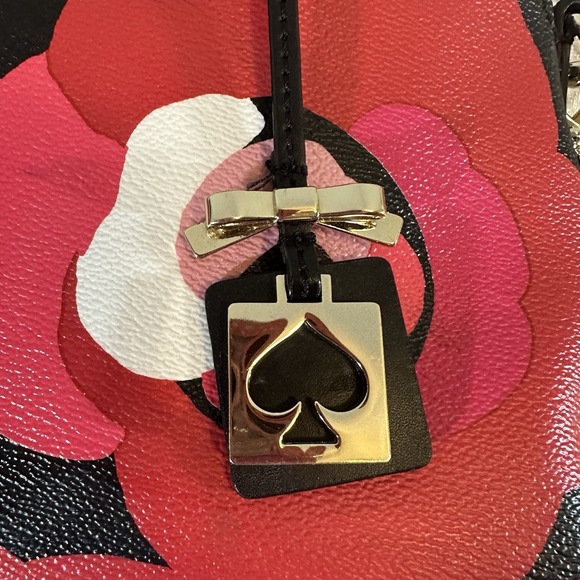 Kate Spade Ellison Avenue Satchel Bag Zip Purse Deco Rose Orient Red Floral EUC - Picture 9 of 12